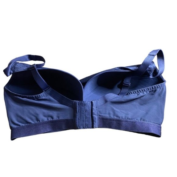 Deesse Lingerie Women's Blue Polka Dot Wireless Bra - Picture 2 of 7